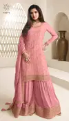 Karva Colour Plus By Vinay Chinon Embroidered Wedding Wear Sharara Suits Wholesale Online
